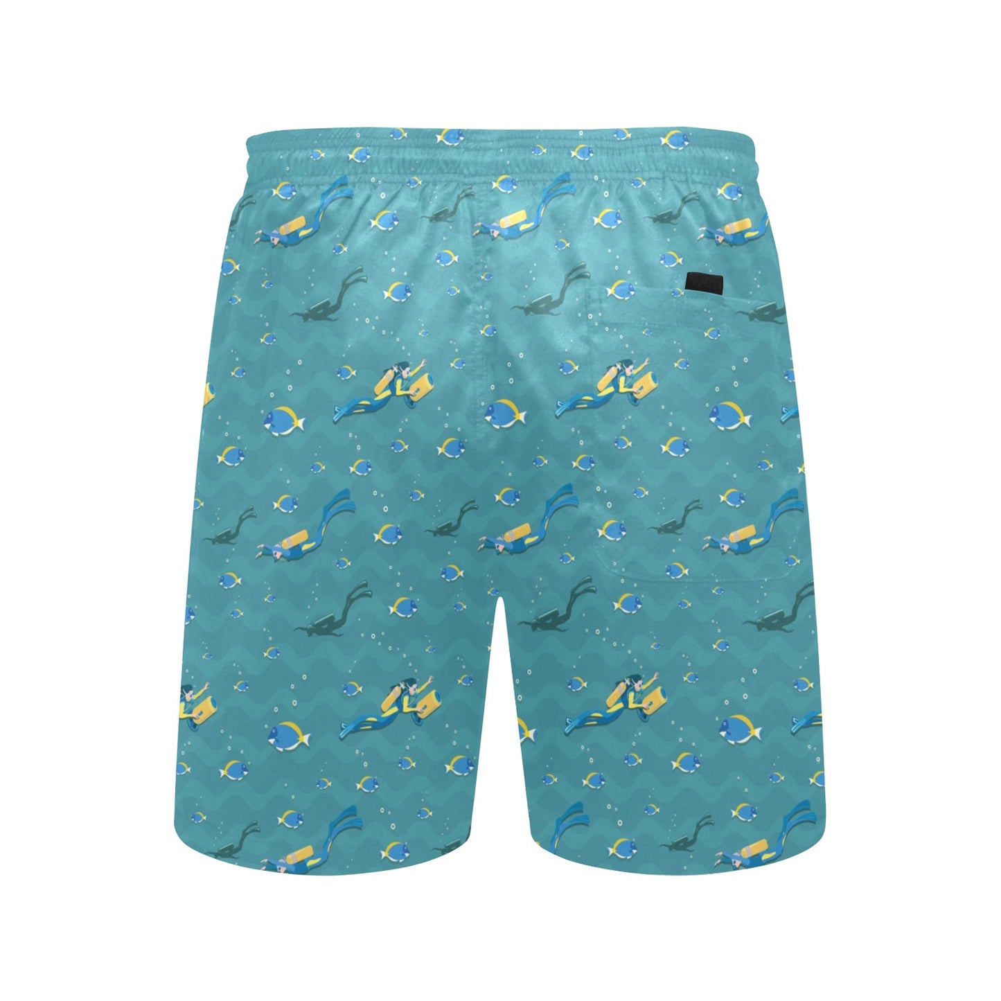 Scuba Driving Pattern Print Design LKS306 Men's Swim Trunks Beach Shorts