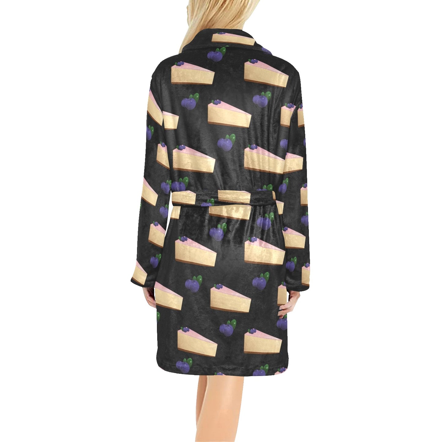Cheesecake blueberry Pattern Print Design CK01 Women's Fleece Robe