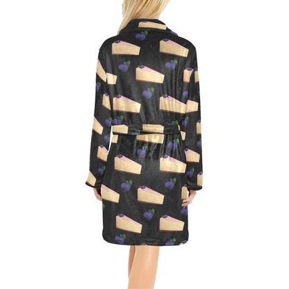 Cheesecake blueberry Pattern Print Design CK01 Women's Fleece Robe
