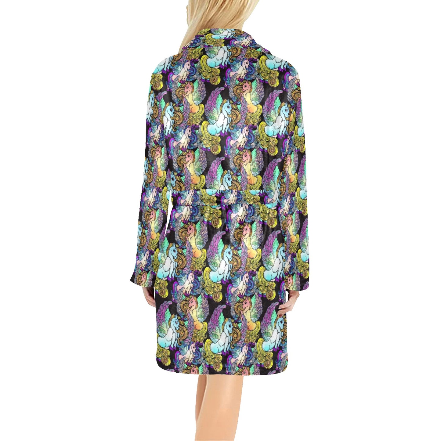 Unicorn With Wings Print Pattern Women's Fleece Robe