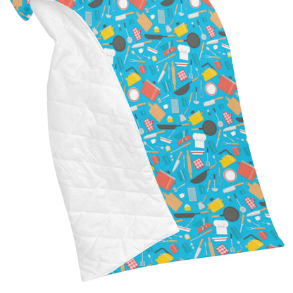 Cooking Kitchen Tools Pattern Print Design 03 Premium Quilt