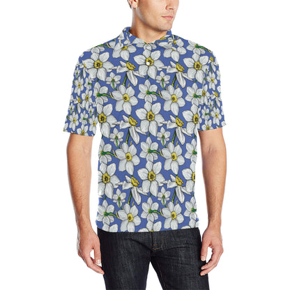 Daffodils Pattern Print Design DF08 Men Polo Shirt