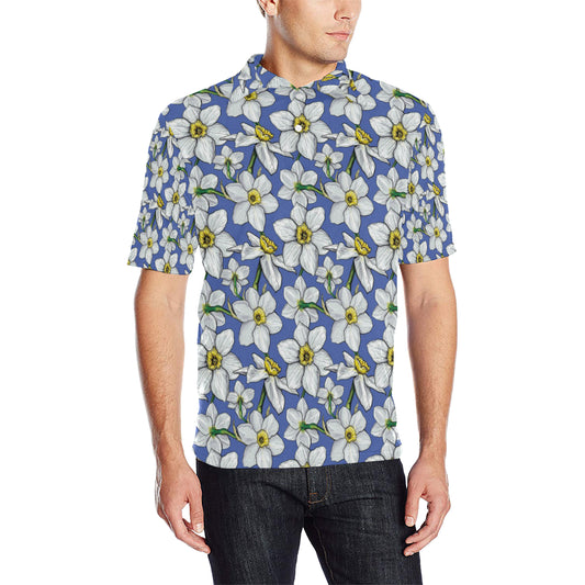 Daffodils Pattern Print Design DF08 Men Polo Shirt