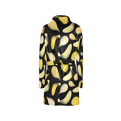 Potato Pattern Print Design A02 Women's Fleece Robe