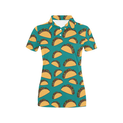 Taco Pattern Print Design TC06 Women's Polo Shirt