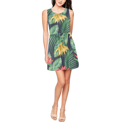 Bird Of Paradise Pattern Print Design BOP09 Sleeveless Dress