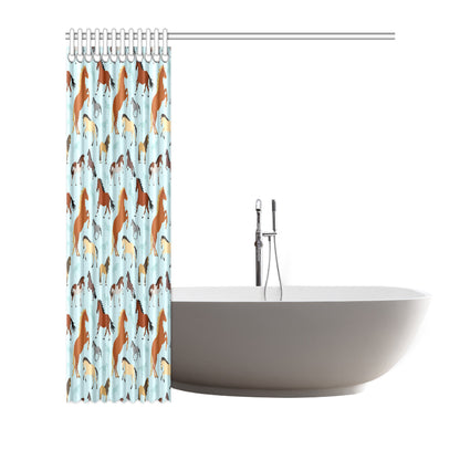 Horse Cute Themed Pattern Print Shower Curtain