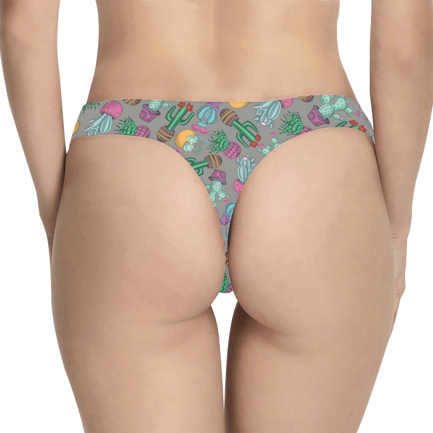 Cactus Colorful Print Pattern Women's Thongs