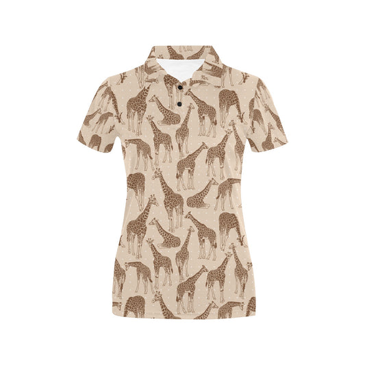 Giraffe Pattern Design Print Women's Polo Shirt