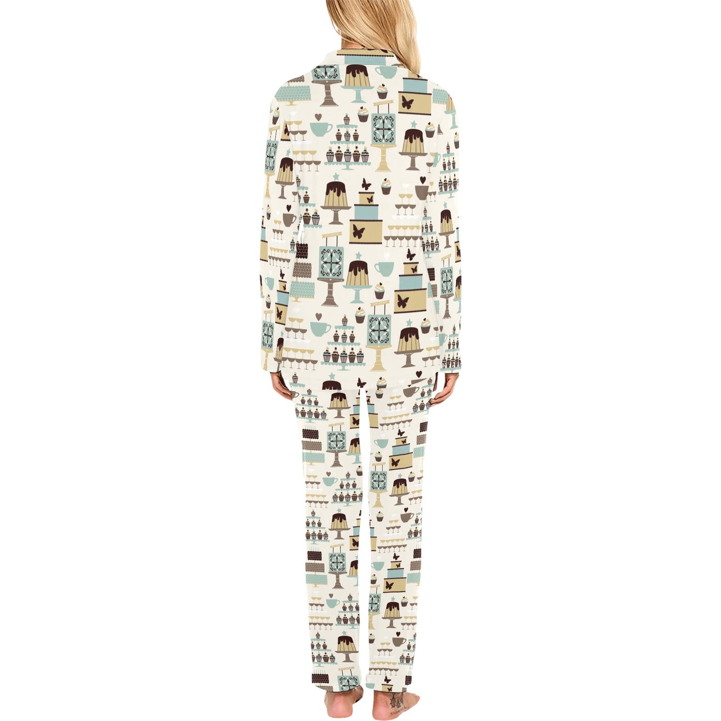 Cake Pattern Print Design 02 Women's Long Pajama Set