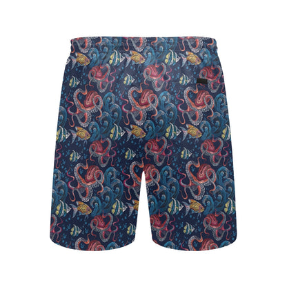 Octopus Deep Sea Print Themed Men's Swim Trunks Beach Shorts