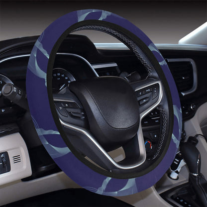 Blue Whale Print Design LKS402 Steering Wheel Cover with Elastic Edge