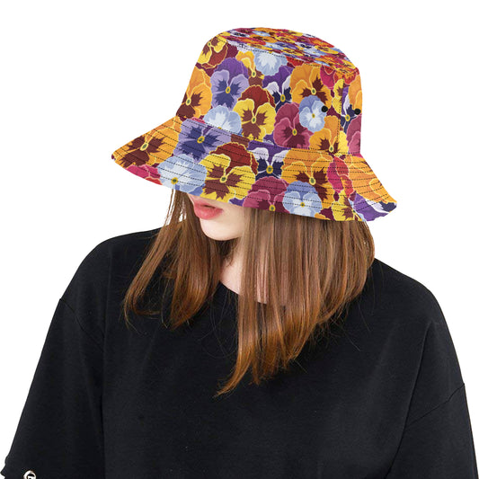Pansy Pattern Print Design PS01 Unisex Bucket Hat