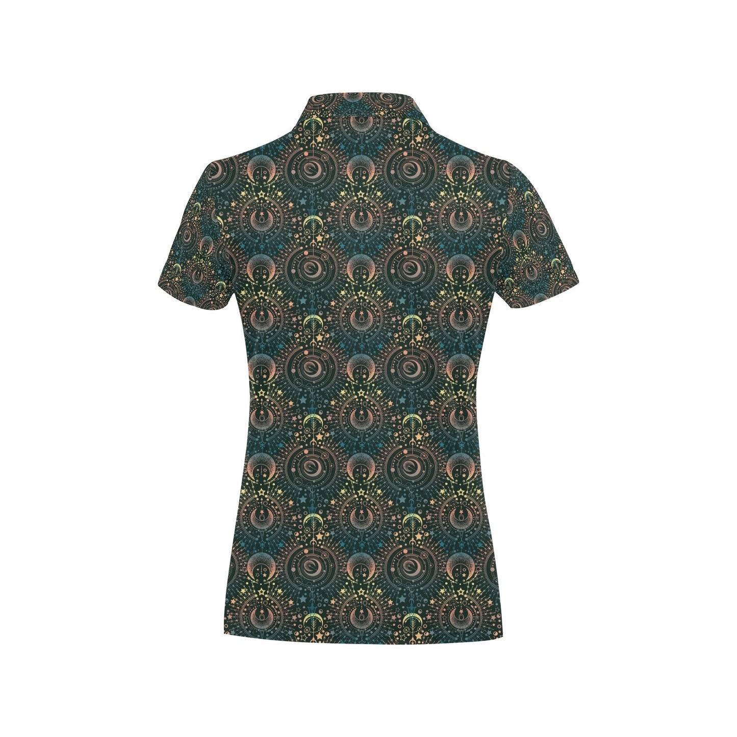 Sun Moon Print Design LKS307 Women's Polo Shirt