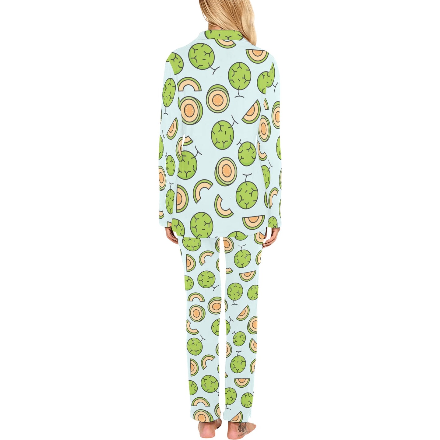 Cantaloupe Pattern Print Design 02 Women's Long Pajama Set