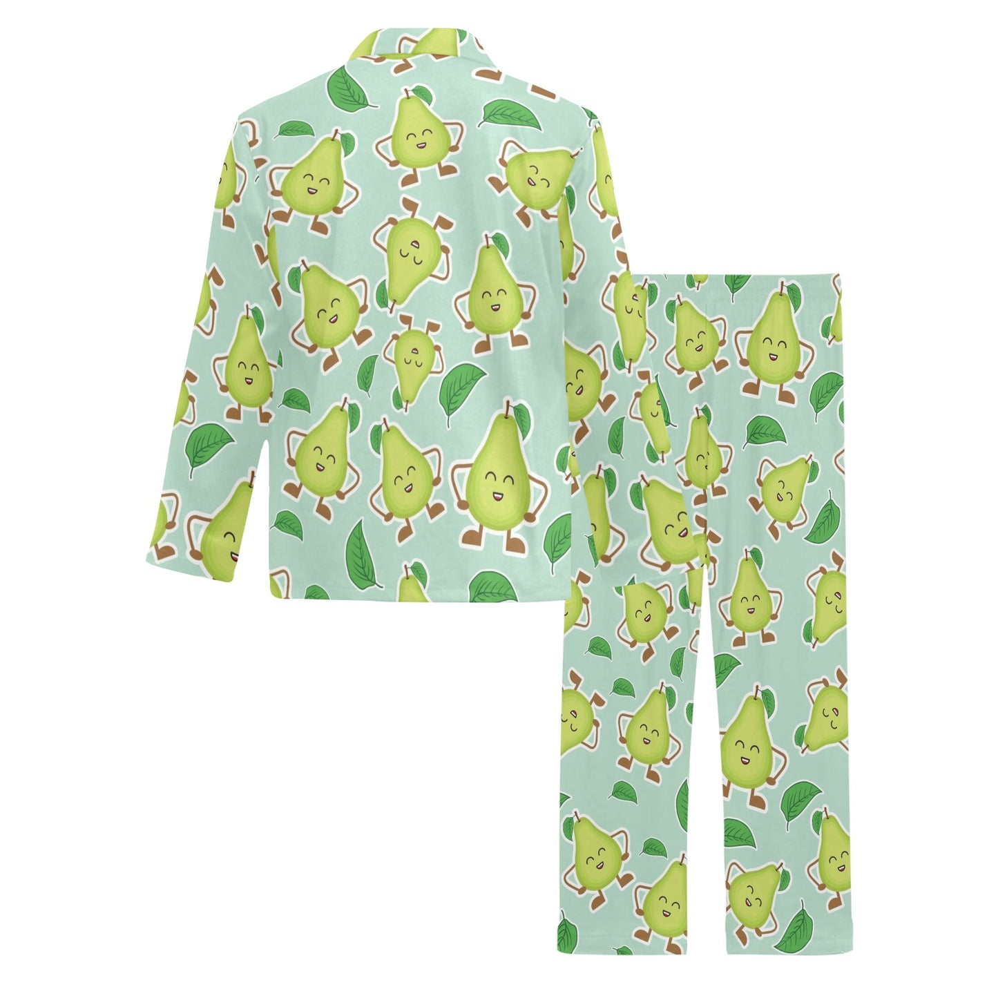 Avocado Pattern Print Design AC011 Men's Long Pajama Set