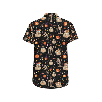 Mummy Halloween Print Design LKS303 Men Short Sleeve Button Up Shirt