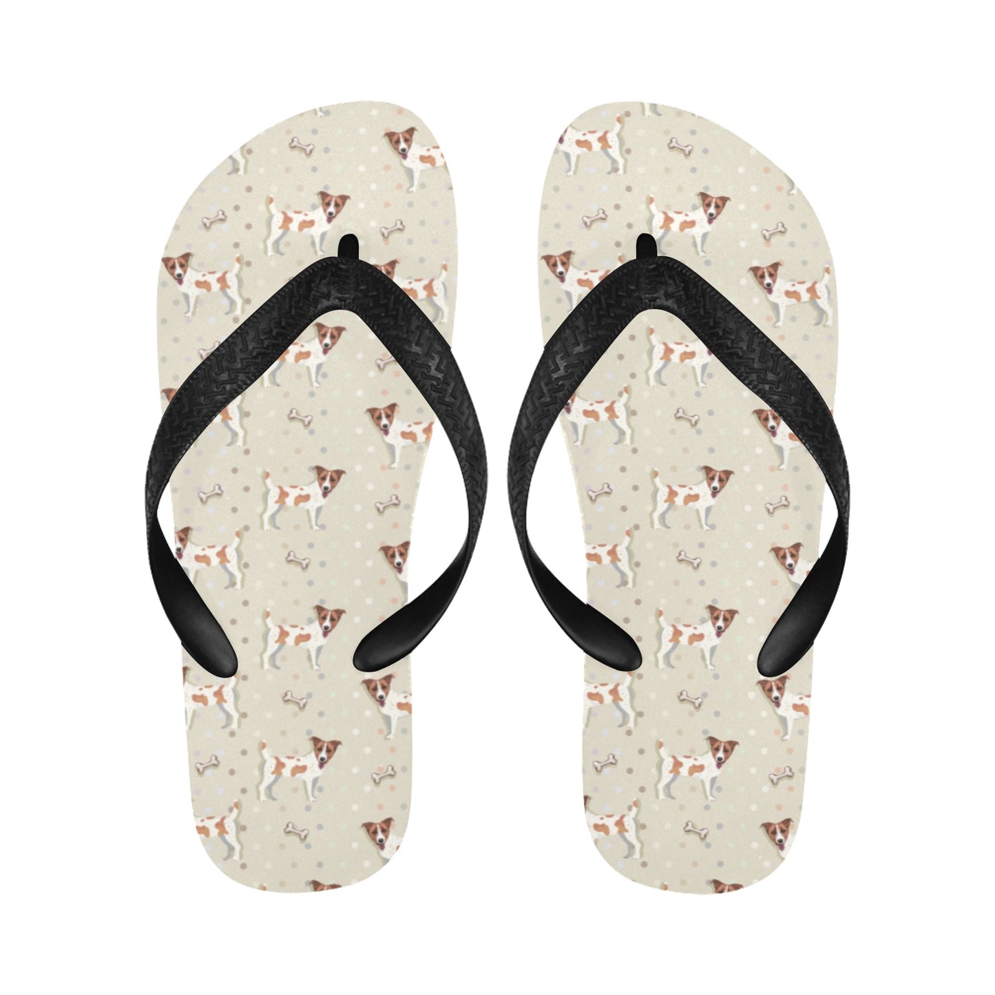 Russell Terriers With Bone Print Design LKS302 Flip Flops