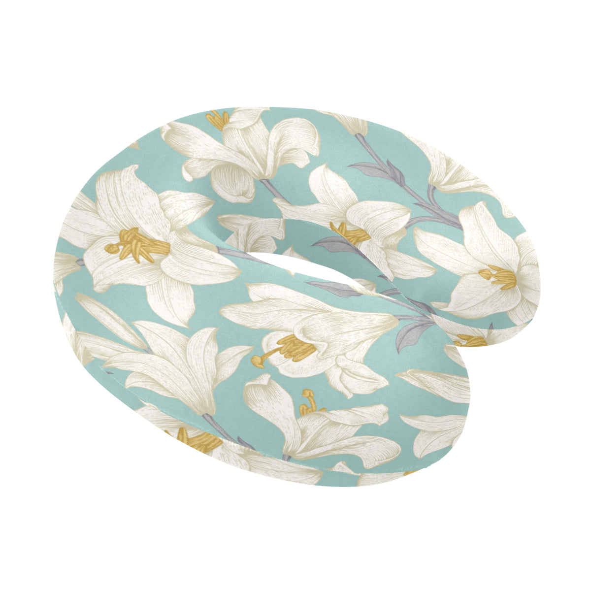 Lily Pattern Print Design 02 U-Shaped Travel Neck Pillow