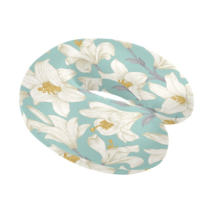 Lily Pattern Print Design 02 U-Shaped Travel Neck Pillow