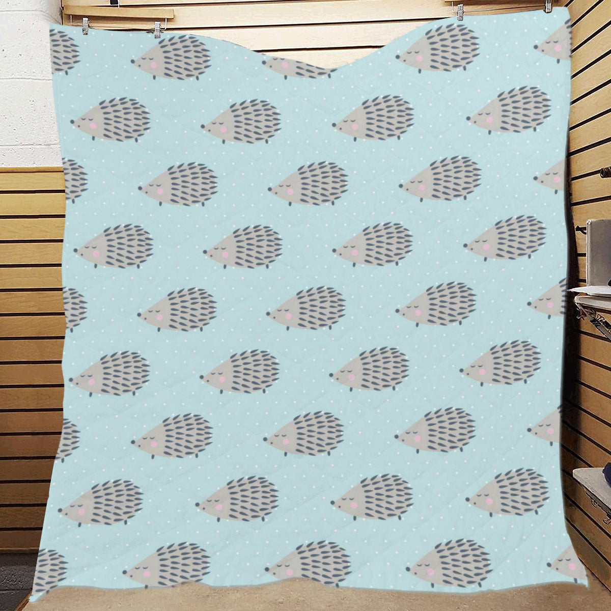 Hedgehog Pattern Print Design 02 Premium Quilt