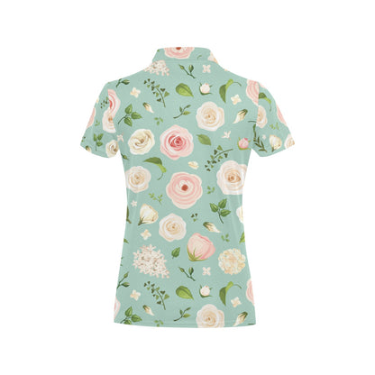 Lisianthus Pattern Print Design 01 Women's Polo Shirt