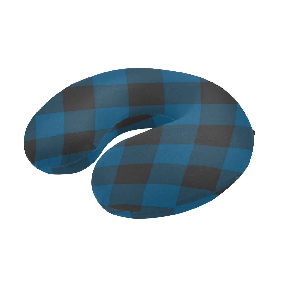 Plaid Blue Pattern Print Design A04 U-Shaped Travel Neck Pillow