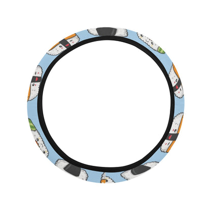 Sushi Print Design LKS303 Steering Wheel Cover with Elastic Edge