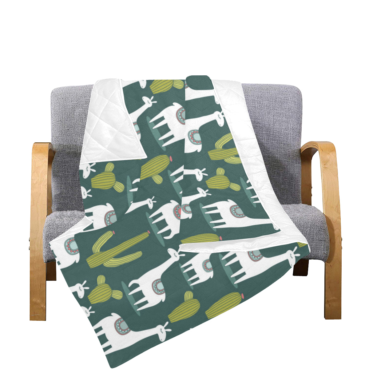 Llama Cactus Pattern Print Design 02 Premium Quilt