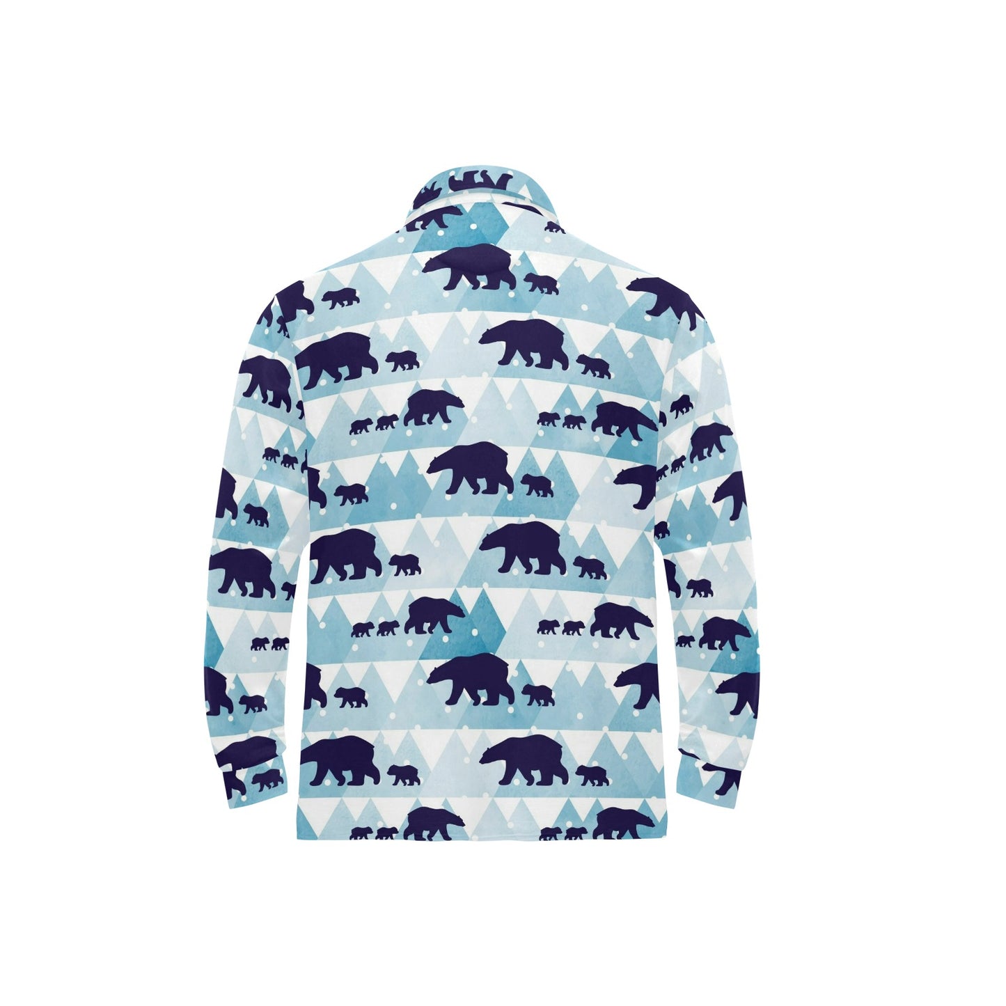 Bear Pattern Print Design BE01 Long Sleeve Polo Shirt For Men's