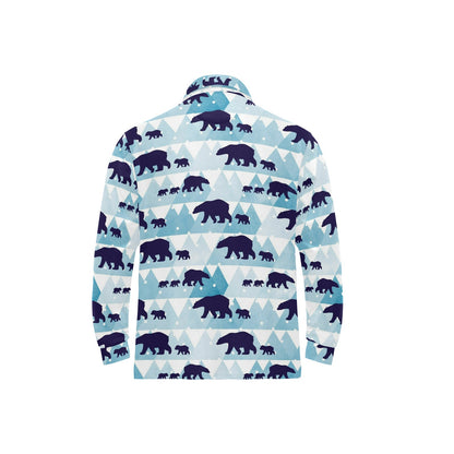 Bear Pattern Print Design BE01 Long Sleeve Polo Shirt For Men's