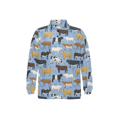 Cattle Pattern Print Design 02 Long Sleeve Polo Shirt For Men's