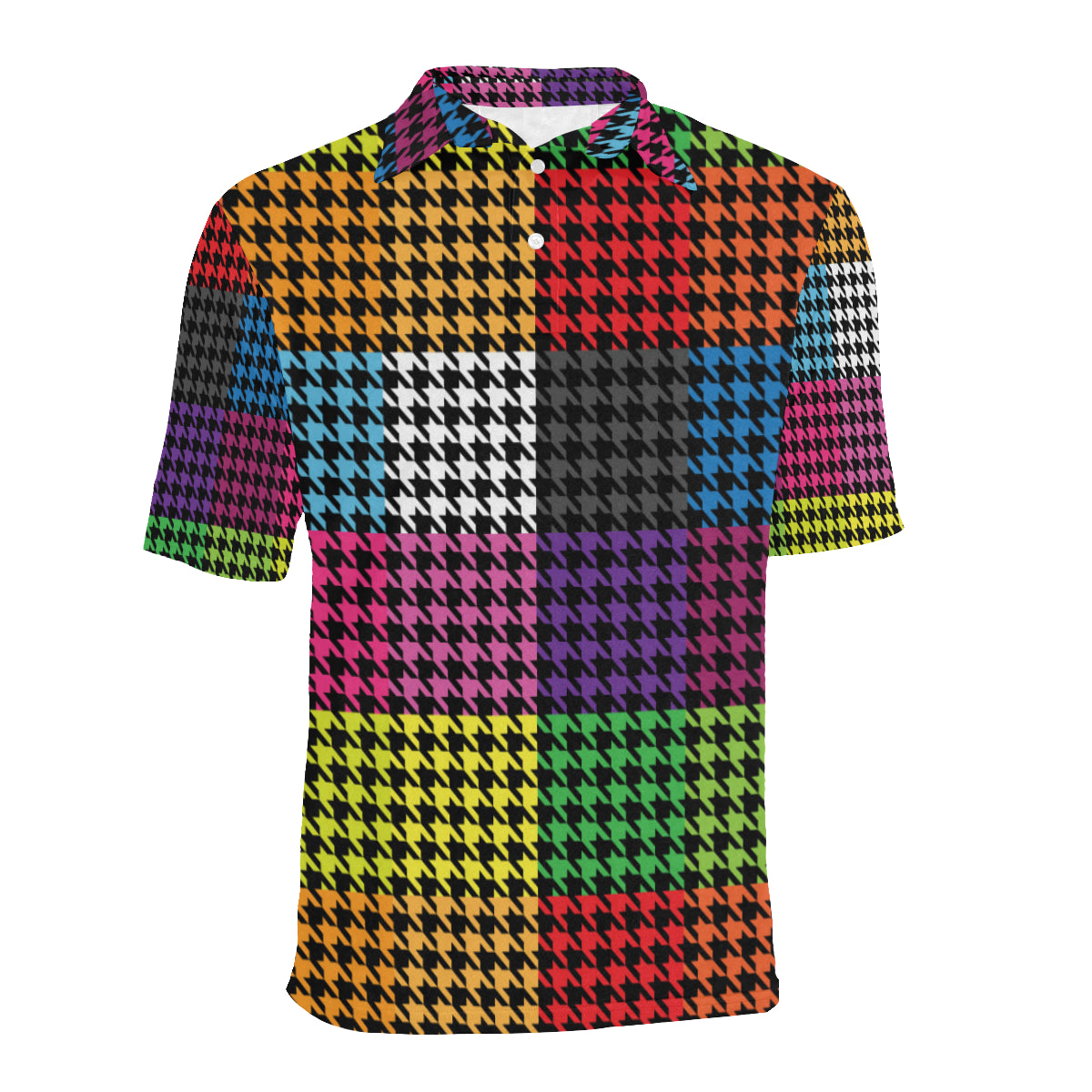 Houndstooth Colorful Pattern Print Design 01 Men Polo Shirt