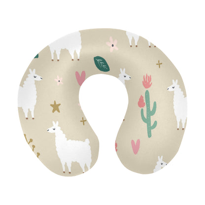 Llama Cactus Pattern Print Design 09 U-Shaped Travel Neck Pillow