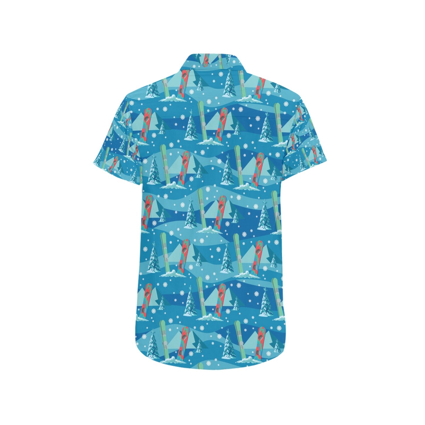 Snowboard Print Design LKS301 Men Short Sleeve Button Up Shirt