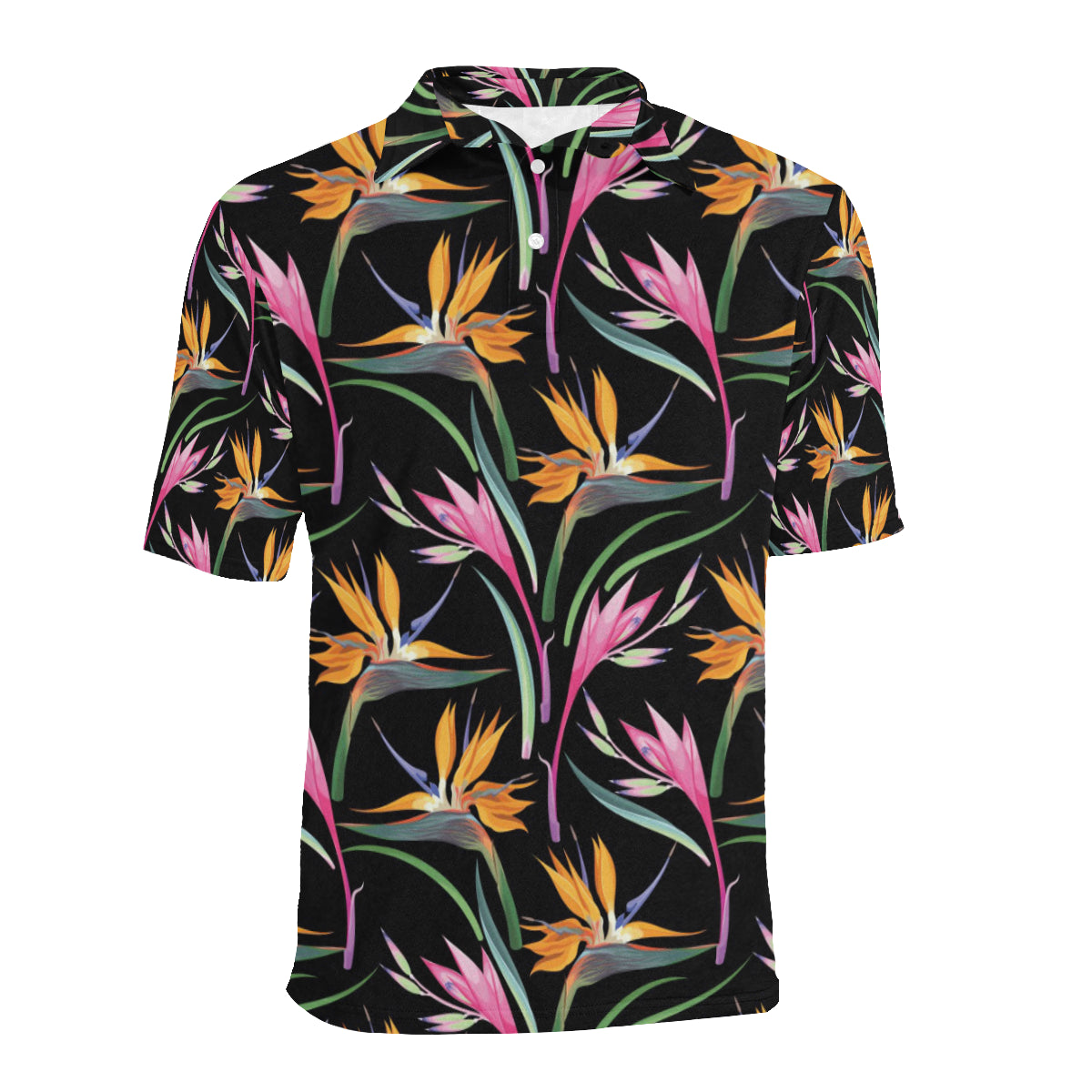 Tropical Flower Pattern Print Design TF017 Men Polo Shirt
