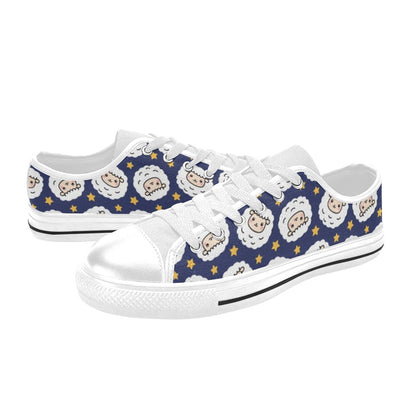 Sheep Print Design LKS402 Women's White Low Top Shoes