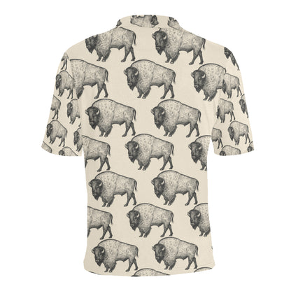 Bison Pattern Print Design 02 Men Polo Shirt