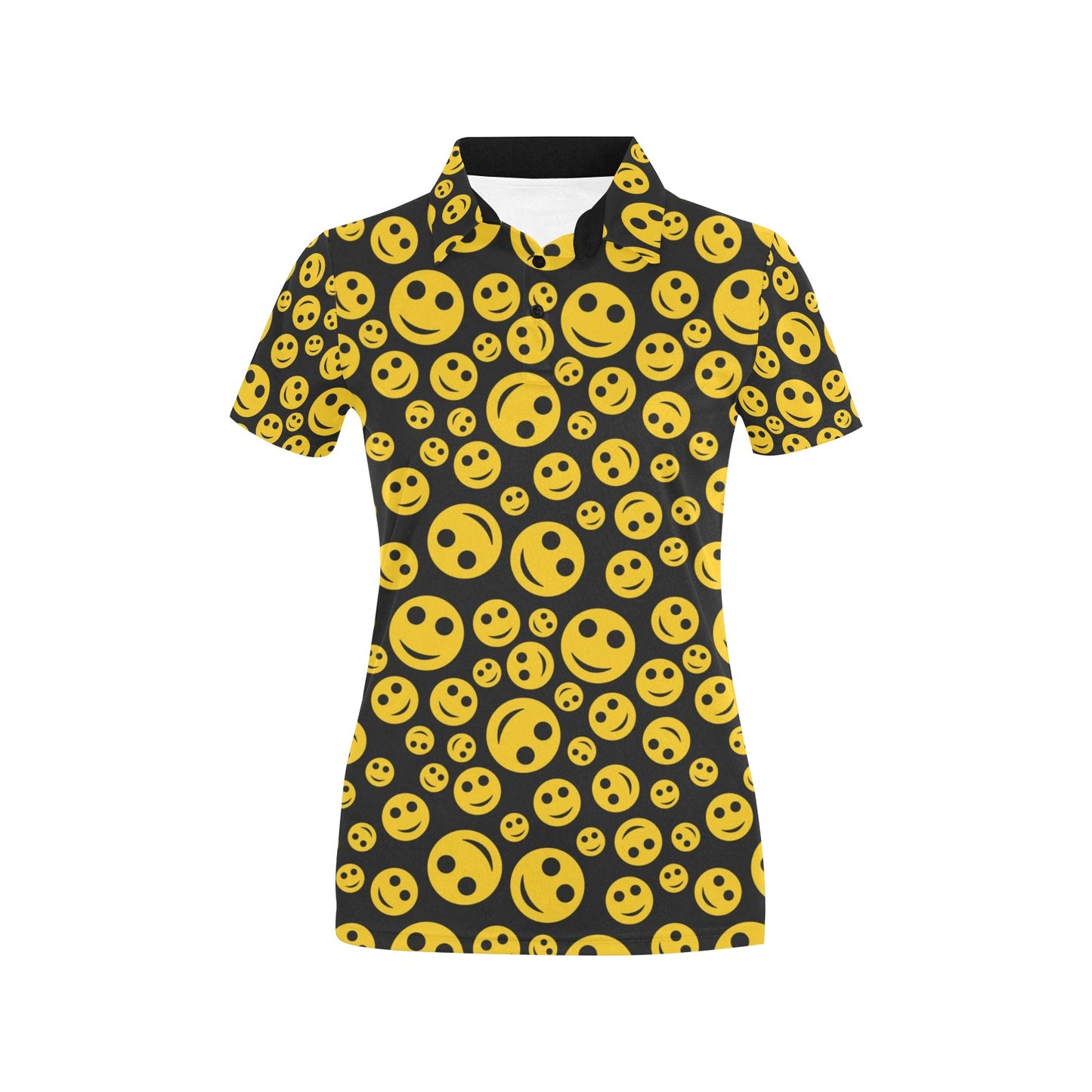Smiley Face Emoji Print Design LKS304 Women's Polo Shirt