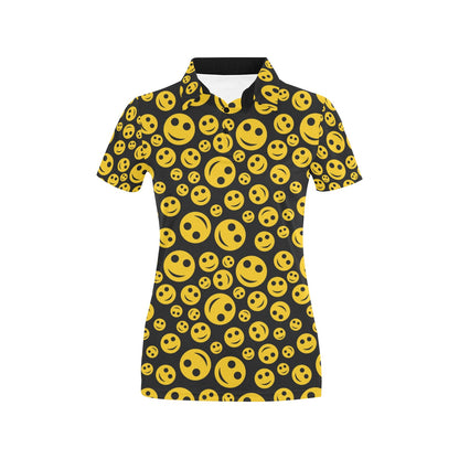 Smiley Face Emoji Print Design LKS304 Women's Polo Shirt