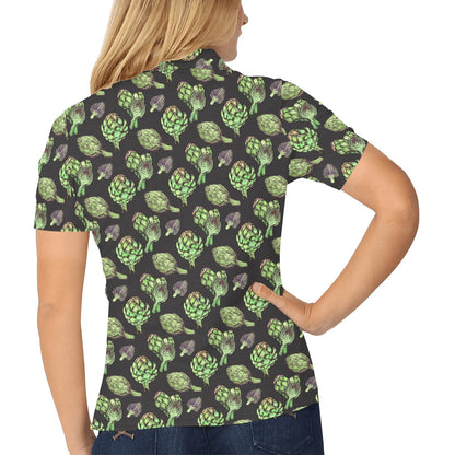 Artichoke Pattern Print Design 02 Women's Polo Shirt