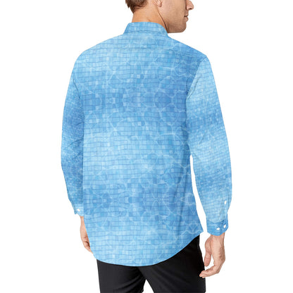 Swimming Pool Print Design LKS302 Men's Long Sleeve Dress Shirt