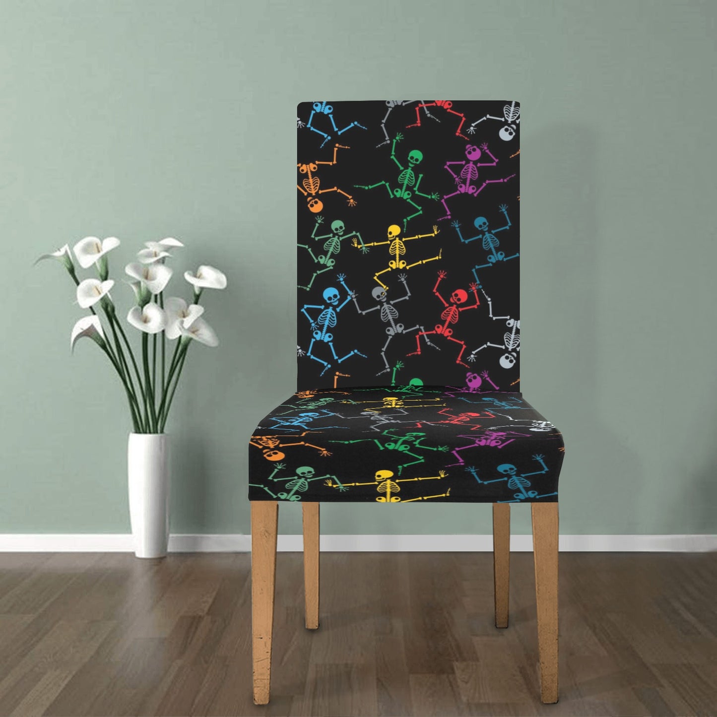 Skeleton Colorful Print Design LKS302 Dining Chair Slipcover