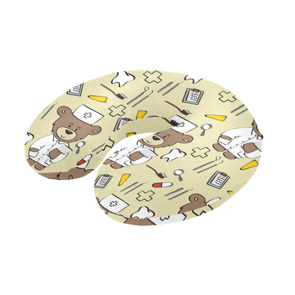 Nurse Bear Pattern Print Design A02 U-Shaped Travel Neck Pillow