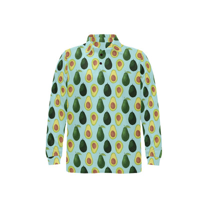 Avocado Pattern Print Design 04 Long Sleeve Polo Shirt For Men's