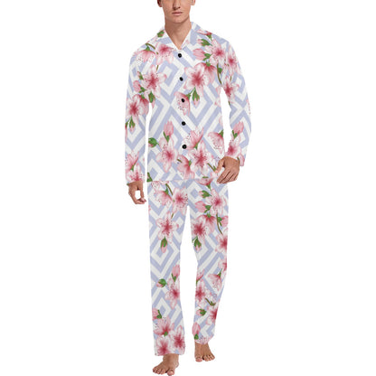 Cherry Blossom Pattern Print Design CB07 Men's Long Pajama Set