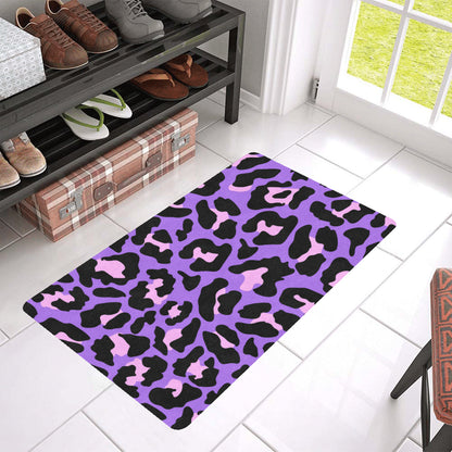 Cheetah Purple Neon Print Pattern Rubber Doormat
