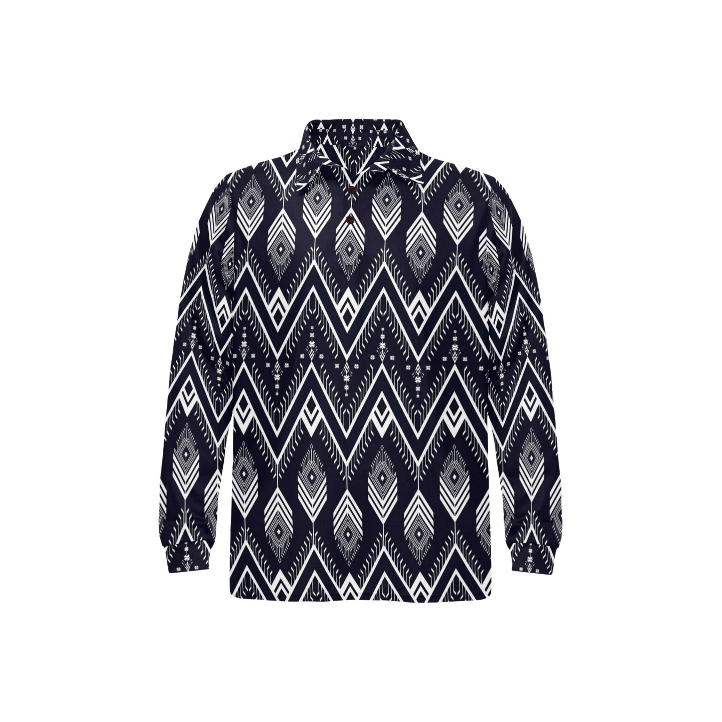 Indians Tribal Aztec Long Sleeve Polo Shirt For Men's