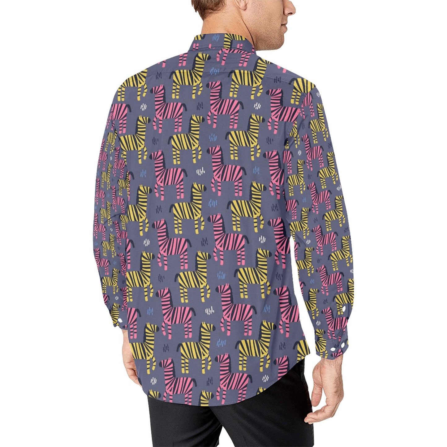 Zebra Print Design LKS303 Men's Long Sleeve Dress Shirt