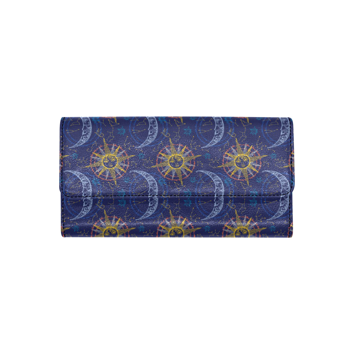 Celestial Moon Sun Pattern Print Design 01 Women's Trifold Wallet